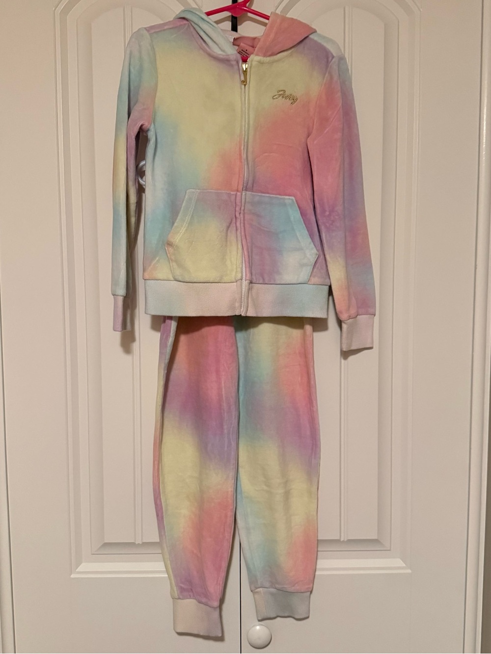 Girls' Rainbow Pastel Tie-Dye Jogger Set - Size 6
